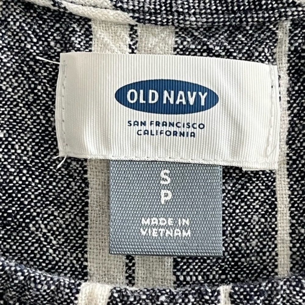 Old Navy Blue White Nautical Striped Linen Blend Sleeveless Dress Size Small - Picture 5 of 8